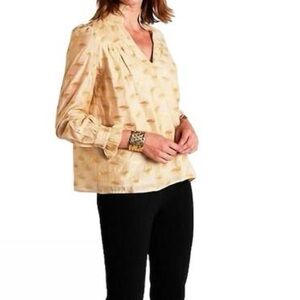 Ck Bradley Gold Silk Foil Blouse